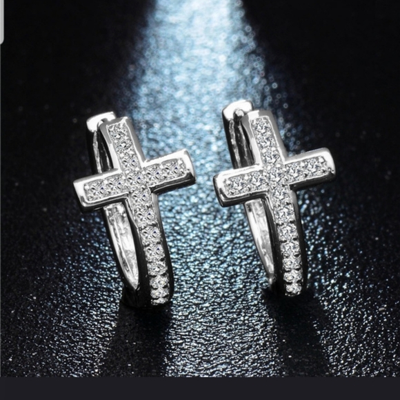 Jewelry - Beautiful Cross Hoop earrings